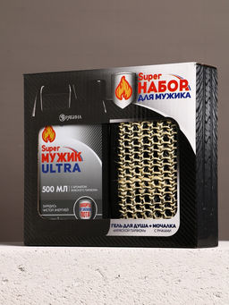 Подарочный набор Super Ultra, гель для душа канистра 500 мл и мочалка лента, HARD LINE  фото 11