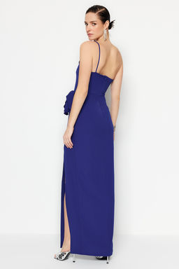 TRENDYOLMILLA Saks Detayl? Dokuma Uzun S?k Abiye Elbise TPRSS20AE0274 фото 11