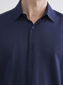 ?nden D??me Kapamal? D?z Uzun Kollu Erkek G?mlek