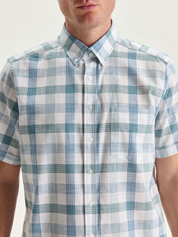 Regular Fit K?sa Kollu Ekose Poplin Erkek G?mlek