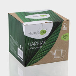 Заварочный чайник BellaTenero «Бамбук», 600 мл, 19×11.3×12.2 см, с бамбуковой крышкой, металлический фильтр, стекло
