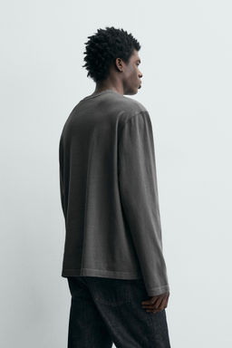 RELAXED FIT LONG SLEEVE T-SHIRT - Zara фото 3
