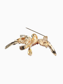 Брошь «Птица» ласточка,  цветная в золоте