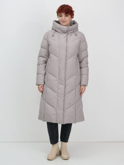 Пальто зимнее утепленное с капюшоном женское серого цвета 7628Sr - Mtforce фото 9