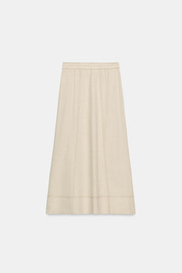 FALDA MIDI CRUZADA CON LINO / Beige claro - Zara фото 8