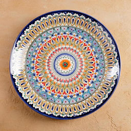 Ляган узбекский Риштанская Керамика «Узоры», d=32 см, синий