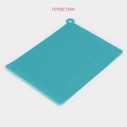 Доска разделочная Доляна, пластик, прямоугольная, противоскользящая, гибкая, 26×19 см, зелёная