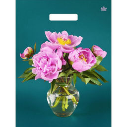 Цена за 50 шт. Пакет «Любимые пионы», полиэтиленовый с вырубной ручкой, 40×31 см, 60 мкм