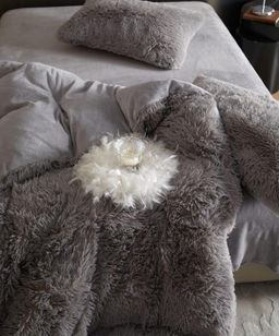 Меховой КПБ Mency Однотонный MMENO004 Евро