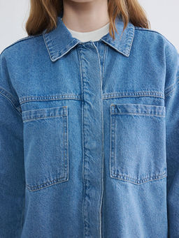 G?mlek Yaka Kad?n Jean Ceket