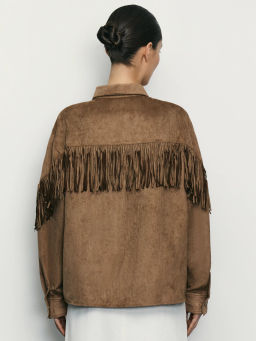 Рубашка с декоративной бахромой на рукавах / Zarina фото 5