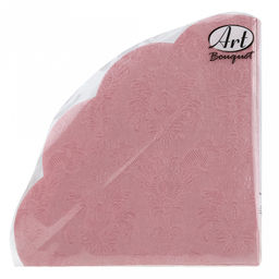 Салфетки бумажные "Art Bouquet Rondo" д32см, 3-х слойные, 12 штук в упаковке, 100% целлюлоза, "Барокко. Розовый с перламутром" (Россия)