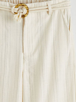 Beli Lastikli ?izgili K?z ?ocuk Pantolon