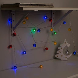 Гирлянда Нить 4 м с насадками Шарик проволока, IP20, прозрачная нить, 20 LED, свечение мульти, 8 режимов, 220 В - Luazon lighting фото 3