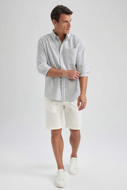 Оксфордская рубашка в полоску с длинным рукавом Relax Fit - Defacto фото 5