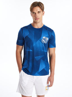 DRY-TECH Bisiklet Yaka K?sa Kollu Real Madrid Bask?l? Erkek Taraftar Ti??rt