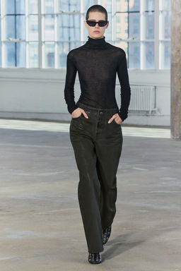 ZW COLLECTION RELAXED MID-WAIST WAXED JEANS