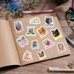 Цена за 5 шт. Бумажные наклейки оценки «Коты», 11 х 18 см