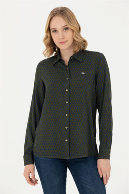 Женская рубашка цвета хаки с длинным рукавом Неожиданная скидка в корзине - U.s. polo assn фото 3