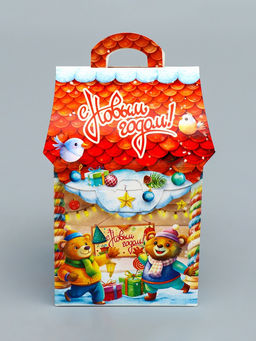 Цена за 3 шт. Подарочная новогодняя коробка Карамельный, домик, 12?12?19 см - Simaland фото 2