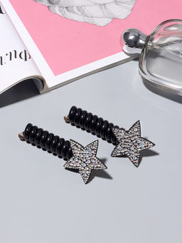 Цена за 3 шт. Резинки для волос «Пружинка-звёздочка», набор 2 шт., 9.5×1.5 см, чёрные