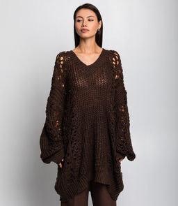 Пуловер #КТ8101 (6), тёмно-коричневый