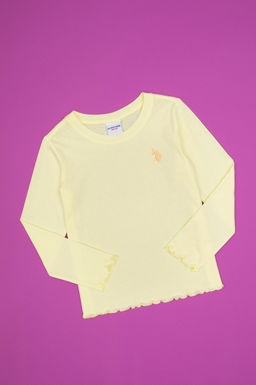 K_z _ocuk Sar_ Bisiklet Yaka Basic Sweatshirt Sepette S_rpriz _ndirim