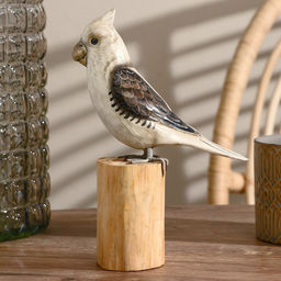 Сувенир дерево "Попугай" белый 22 см