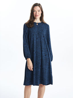 Bisiklet Yaka Desenli A Kesim Elbise