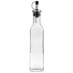 Бутылка для масла стеклянная "Квадро" 300мл, h24,5см, 5х5х21,2см, дозатор нерж. (Китай)