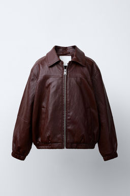 LEATHER-EFFECT BOMBER JACKET