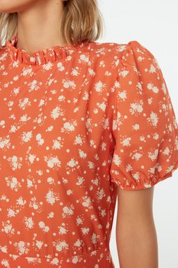 TRENDYOLMILLA Ac?k Mavi Cicekli A Kesim F?rf?rl? Midi Dokuma Elbise TWOSS20EL0894  фото 12