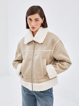 G?mlek Yaka D?z S?et G?r?n?ml? Kad?n Mont