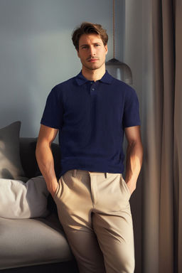 TRENDYOL MAN Lacivert Limited Edition Relaxed K?sa Kol Triko Polo Yaka T-shirt TMNSS23PO00025