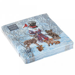 Салфетки бумажные "Bouquet Home Collection Classic" 33х33см, 3-х слойные, 20 штук в упаковке, 100% целлюлоза, "Лесные друзья" (Россия)