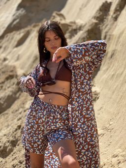 6885 Костюм из кимоно и шорт коричнево-голубой - Martichelli фото 4