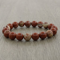 Яшма красная с бежевым 10мм, браслет "Классика" длина 16см