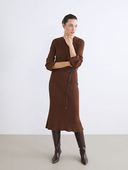 Bisiklet Yaka Triko Elbise