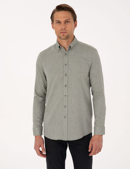 Ye_il Slim Fit Dokulu Uzun Kollu G_mlek