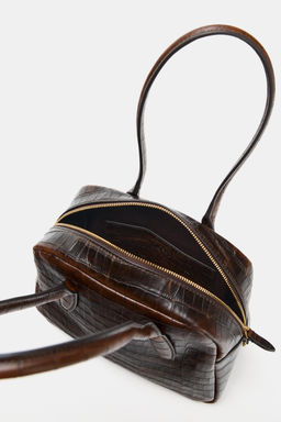 EMBOSSED LEATHER BOWLING BAG - Zara фото 14