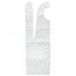 Фартук одноразовый "Эконом" 68х110см, полиэтилен, 6мкм, водонепроницаемый, антистатические свойства, белый, в упаковке 100шт, "Elegreen", ТУ 2.29.10-013-33186646-2020 (Россия)