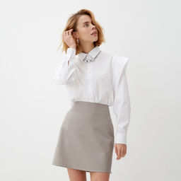 Рубашка женская MINAKU: Casual Collection, размер 48, белая