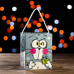 Цена за 5 шт. Подарочная коробка кубик Котенок, 12 х 12 х 15,5 см