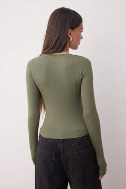 Trendyolmilla Siyah-Ekru Ikili Paket Crop/K?sa Fitted/Vucuda Oturan Orme Bluz TWOAW25BZ00061 фото 22