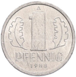 Монета 1 пфенниг 1988 года Восточная Германия (ГДР)