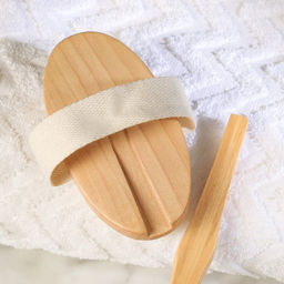 Щётка массажная для тела, из натуральной щетины, с ручкой, гладкая