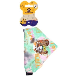 Цена за 2 шт. Ошейник с банданой и колокольчиком для кошек и собак мелких пород "Стильный БРО", цвет зеленый, рS/16*11см (лейбл)