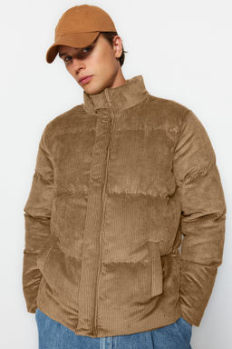 TRENDYOL MAN Camel Regular Fit Dik Yaka Fitilli Kadife Sisme K?sl?k Mont TMNAW22MO0182 - Trendyolmilla фото 10