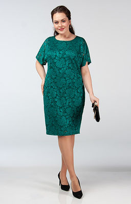 Роскошное женское платье свободного силуэта длины миди из кружевного трикотажа на подкладке - Ckc collections фото 2