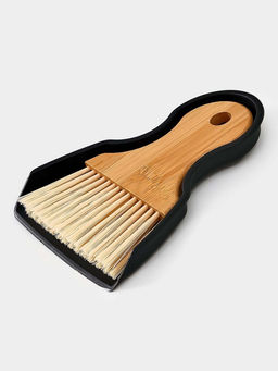 Щётка с совком Meli, бамбуковая ручка, 18×14 см, чёрная